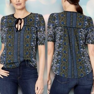 Lucky Brand Women’s Boho Front Tie Peasant Top Shirt Size S